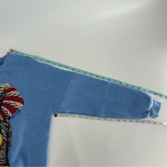 Women's Riot Society Dropped Shoulder Colorful Blue Fleece Elephant Pullover XS - Picture 5 of 6